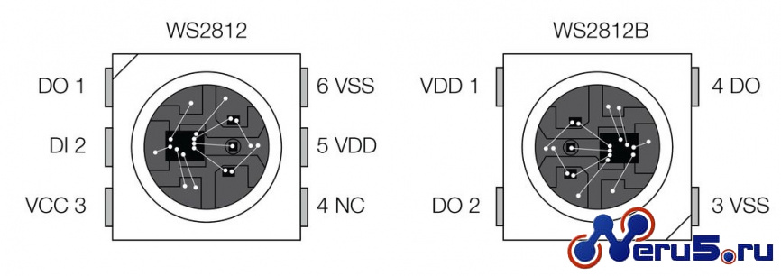 Адресный светодиод WS2812b SMD5050 черный верх фото 5