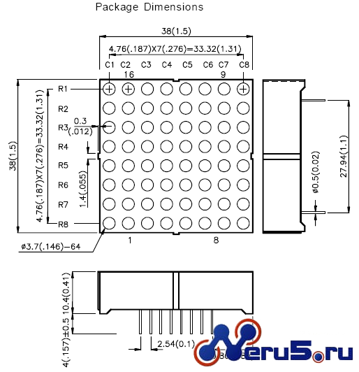 Матрица светодиодная 788BS (Red) 8x8 фото 2