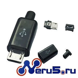 Micro USB 5Pin чёрный на кабель фото 1