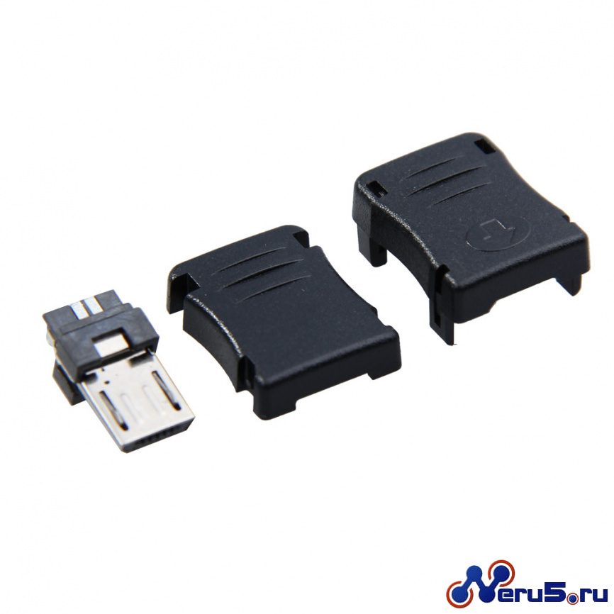 Micro USB 5Pin чёрный на кабель фото 3