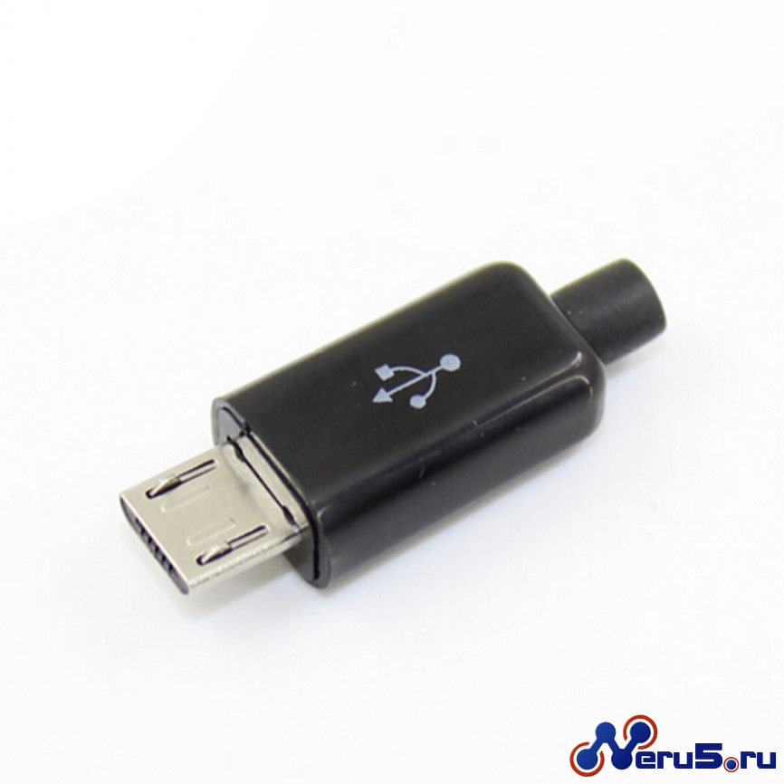 Micro USB 5Pin чёрный на кабель фото 2