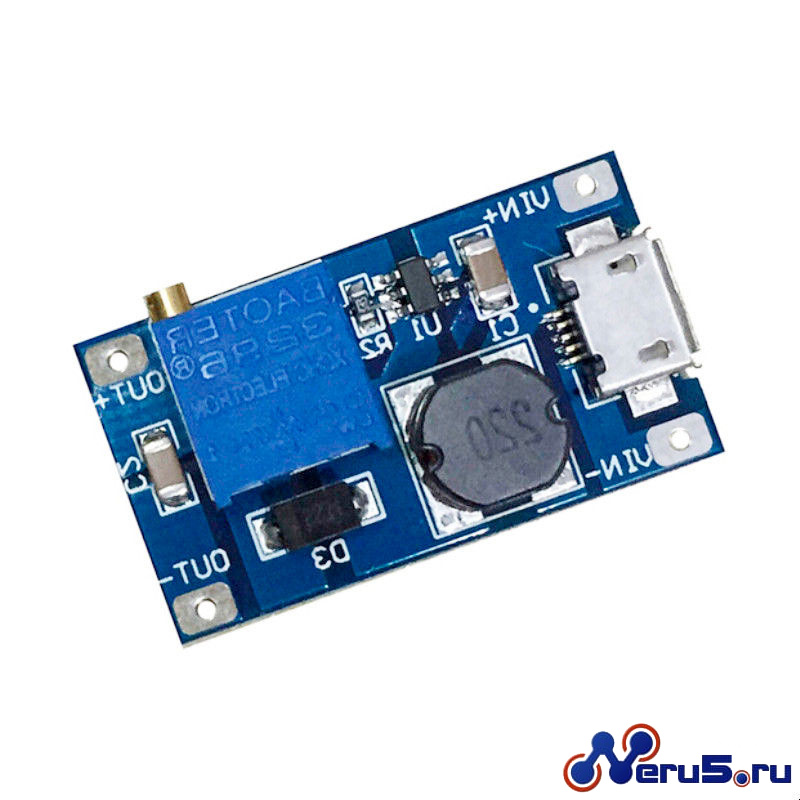 повышающий DC-DC преобразователь 2А с разъемом micro USB фото 1