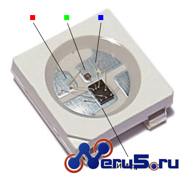 Адресный светодиод WS2812b SMD5050 черный верх фото 7